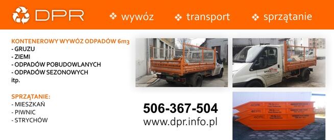 Wywóz gruzu śmieci odpadów kontenery 6m3 i 9m3