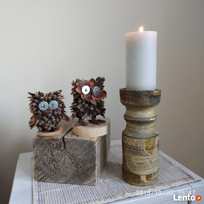 Dekoracje świeczniki toczone drewniane design Rękodzieło