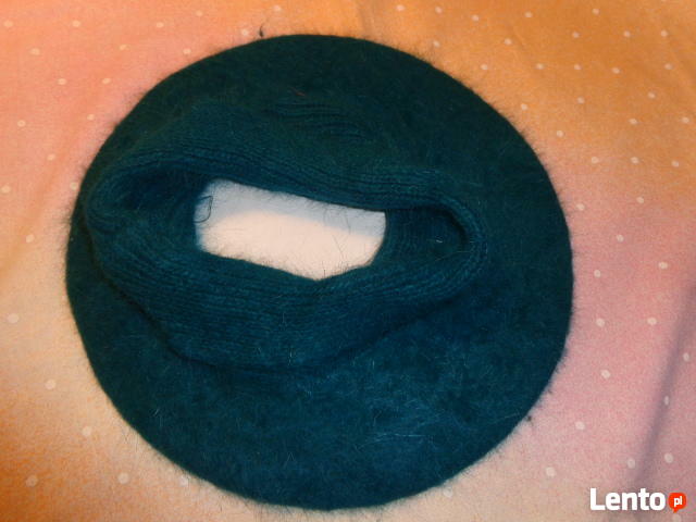 Beret z paskiem morski z rękawiczkami z angory