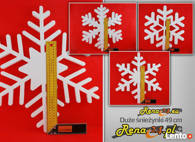 Gwiazdki, śnieżynki styropianowe, dekoracje świąteczne-49cm