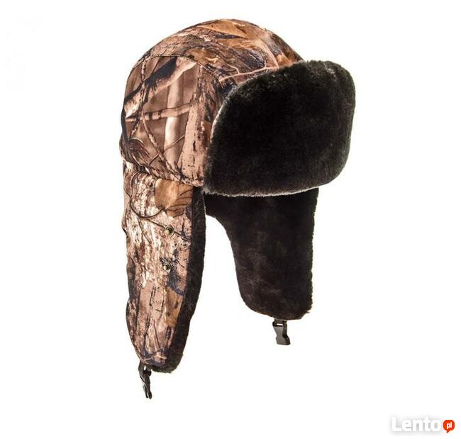 Czapka myśliwska uszatka kamuflaż leśny + maska