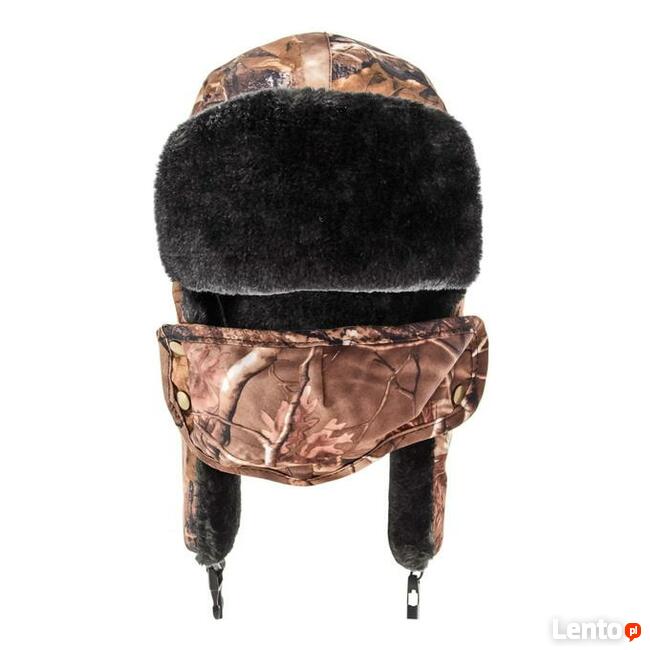 Czapka myśliwska uszatka kamuflaż leśny + maska