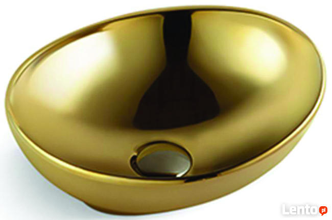 Mexen ELZA złota umywalka nablatowa okrągła 40cm stylowa