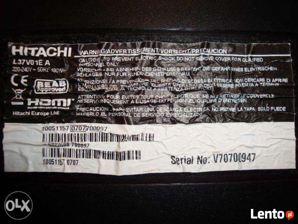 HITACHI 37 cali,Model 37V01EA,HD ready,HDMI,DVB-T USZKODZONY