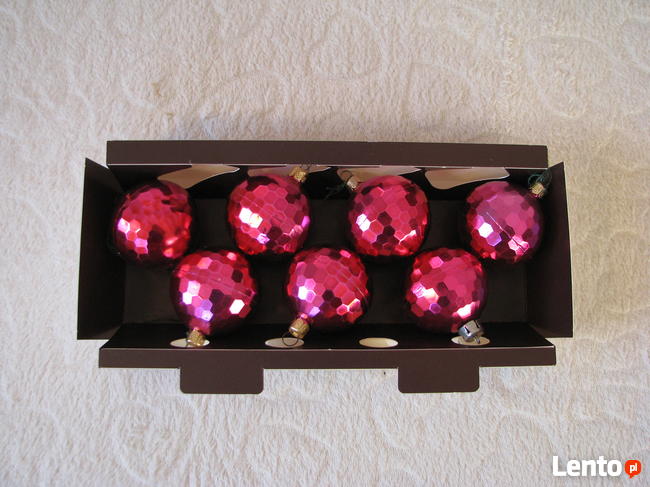 Malinowe bombki choinkowe – wzór plastry miodu – ozdoby na c