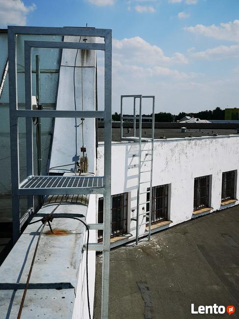 Drabina ewakuacyjna, drabina z koszem ochronnym,