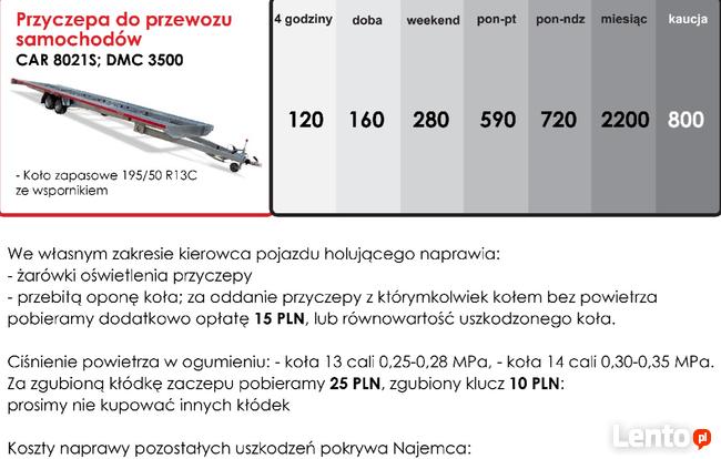 PRZYCZEPY BOLD Wypożyczalnia / Wynajem przyczepy 3 m x 1.5 m