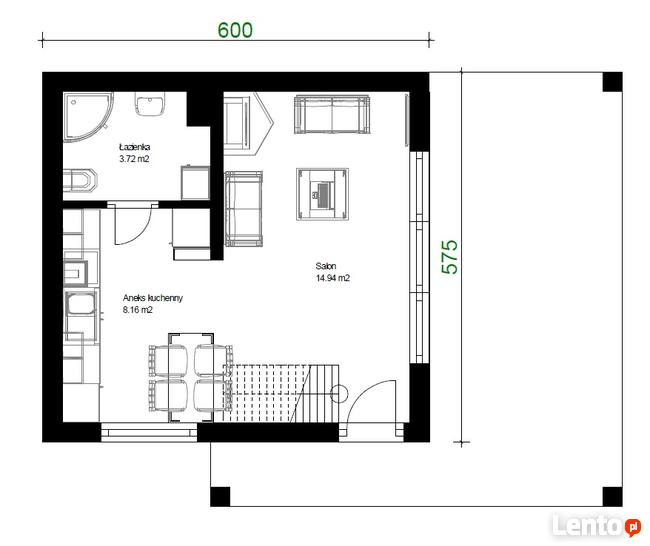 Projekt domu 35m2 z poddaszem, Dom bez pozwolenia