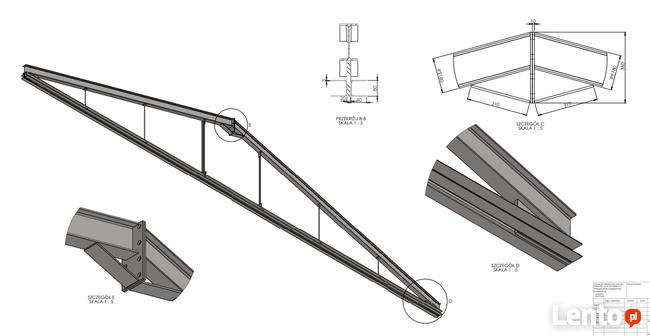 Przęsła dachowe 11,9m hala wiata w ocynku