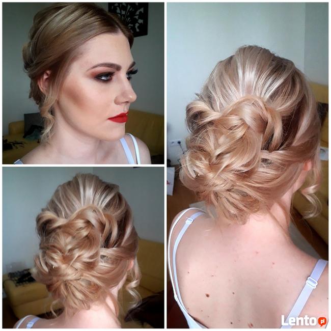 Makijaż okolicznościowy, ślubny, stylizacja włosów, upięcia