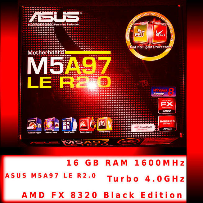 AMD FX-8320 Black Edition Turbo 4.0GHz+ASUS M5A97+16GB RAM