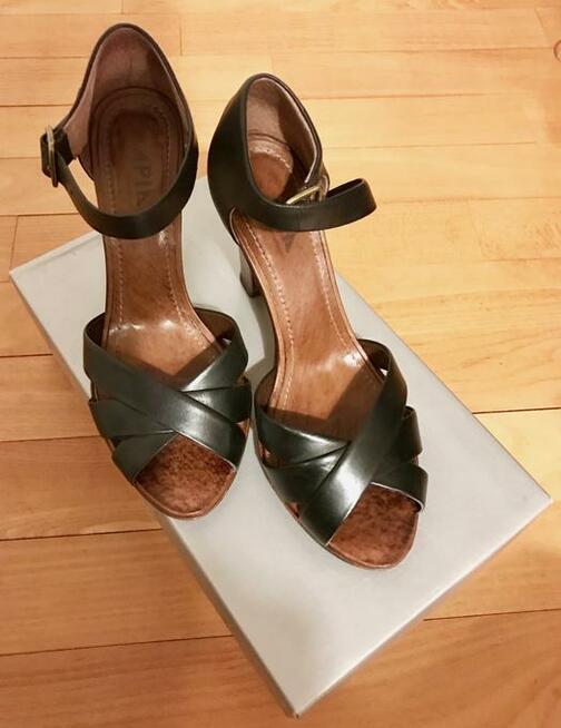 APIA czarne sandałki, Rozmiar 38, Całe ZE SKÓRY