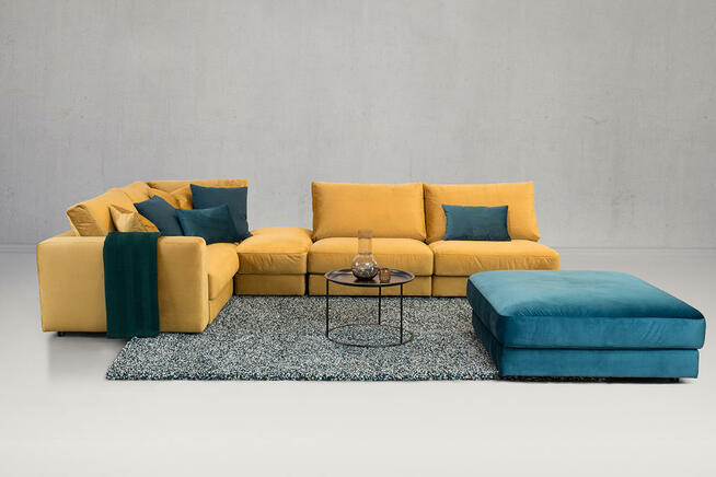 Meble wypoczynkowe wyposażenie salonu BEFAME - narożnik sofa