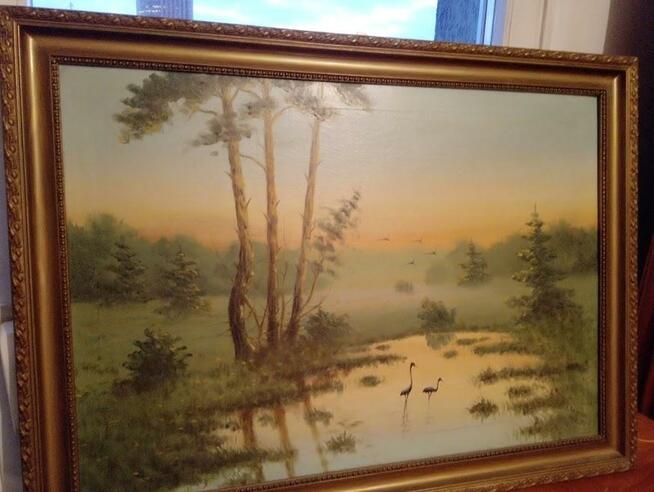 Obraz olejny- płótno 1957 krajobraz Stefan Sadowski