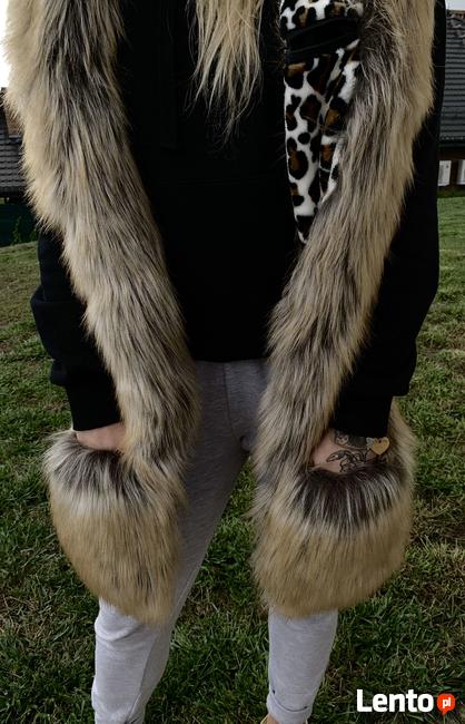 Unikatowa Czapka lisek z szalem - włoski design!!!