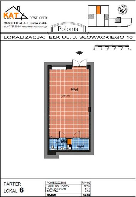 Lokal do wynajęcia w Centrum Ełku, przy ul. Słowackiego 10