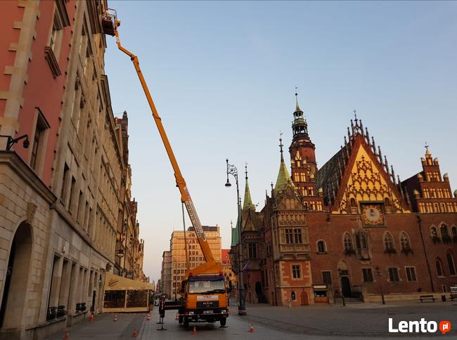 Podnosnik koszowy Wrocław, zwyżka, wynajem, 20m - 35m
