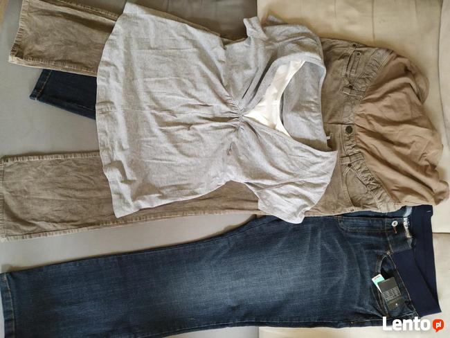 Spodnie, bluzka ciążowe rozmiar 40/42 - jeans, sztruks