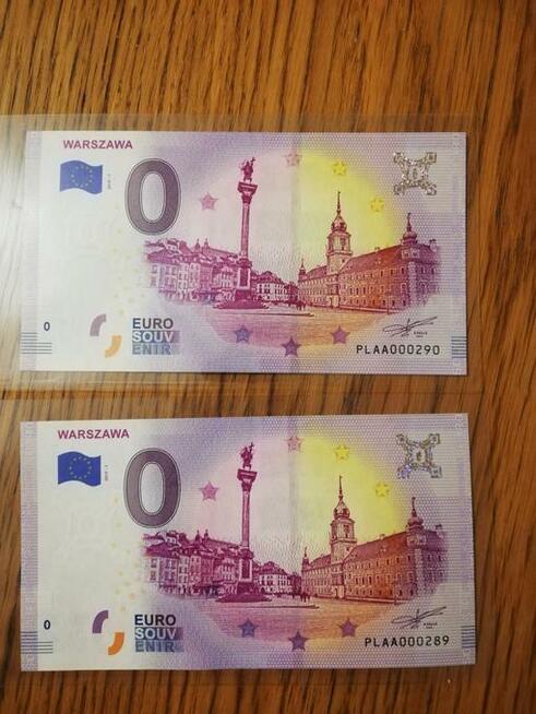 Banknot 0 euro stan UNC oraz bardzo niski numer emisyjny