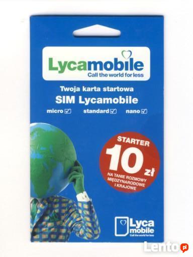 Starter LycaMobile 10 Karta SIM Card PrePaid 10 PLN