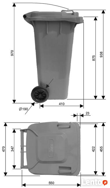 Pojemnik Kosz na śmieci odpady 120L NOWY CZARNY