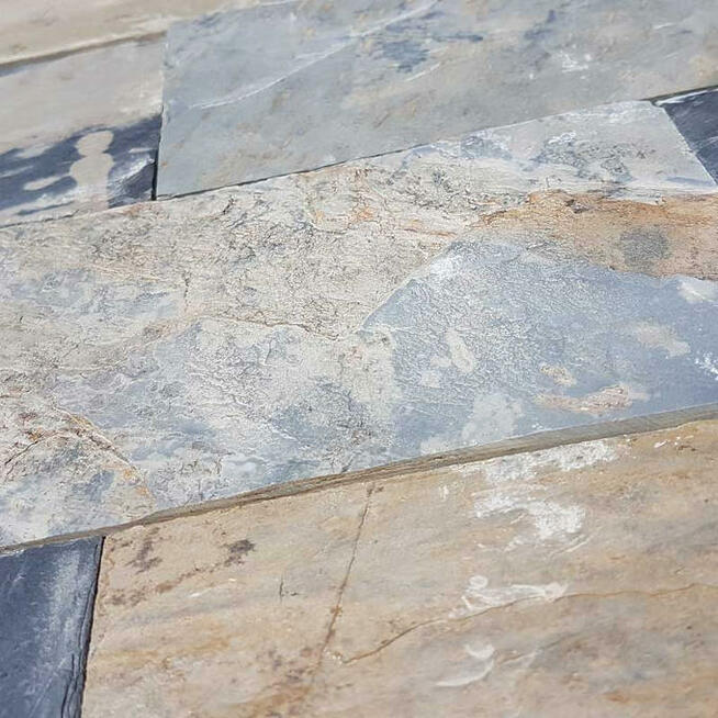 Płytki Kamienne Łupek California Złota naturalny 10x30x1 cm