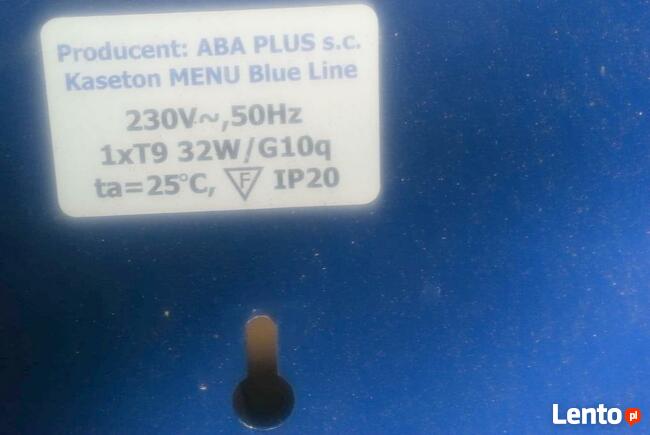 Kaseton MENU Blue Line Panel Podświetlany 50x50 Reklama Neon