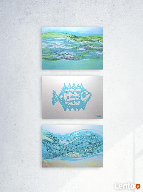 morski plakat, turkusowa grafika na ścianę