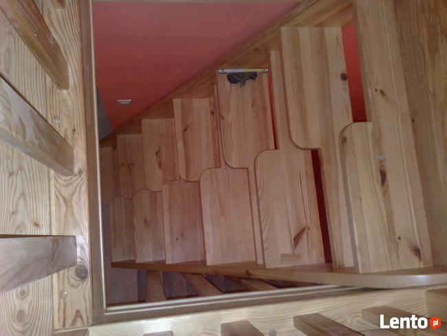 SCHODY KACZE na wysokość 280cm szer60cm z BARIERKĄ DREWNIANE