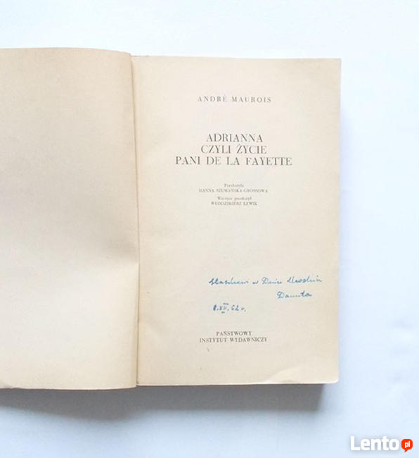 książka Adrianna czyli życie pani La Fayette Andre Maurois