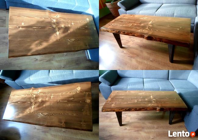 stolik kawowy industrial loft vintage duży masywny lite drew