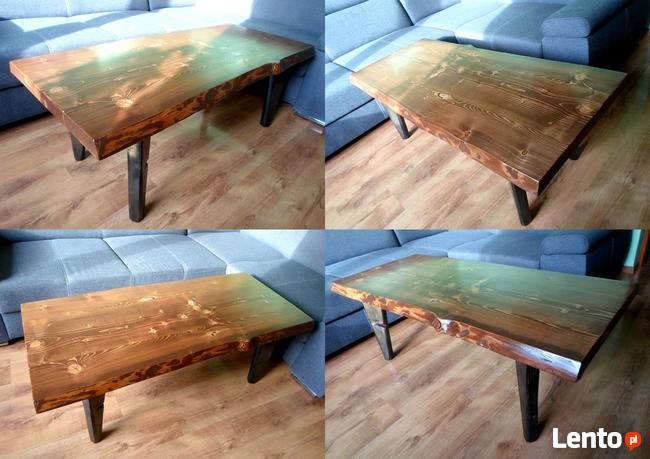 stolik kawowy industrial loft vintage duży masywny lite drew