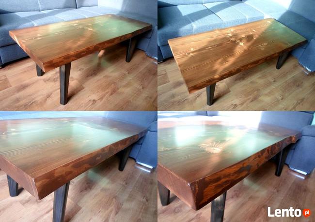 stolik kawowy industrial loft vintage duży masywny lite drew