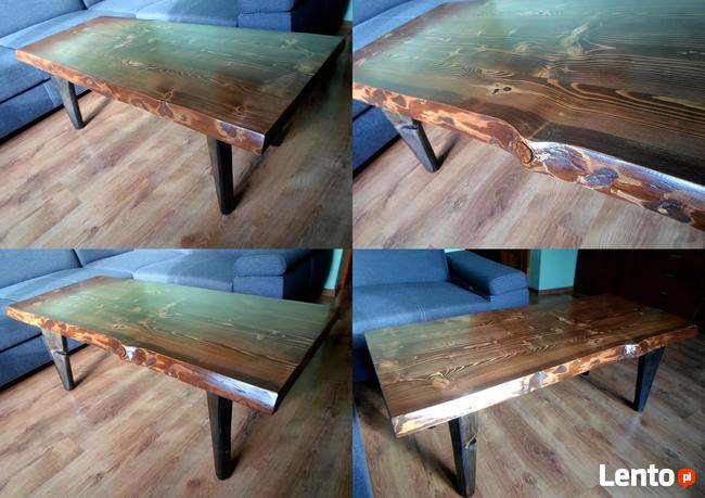 stolik kawowy industrial loft vintage duży masywny lite drew