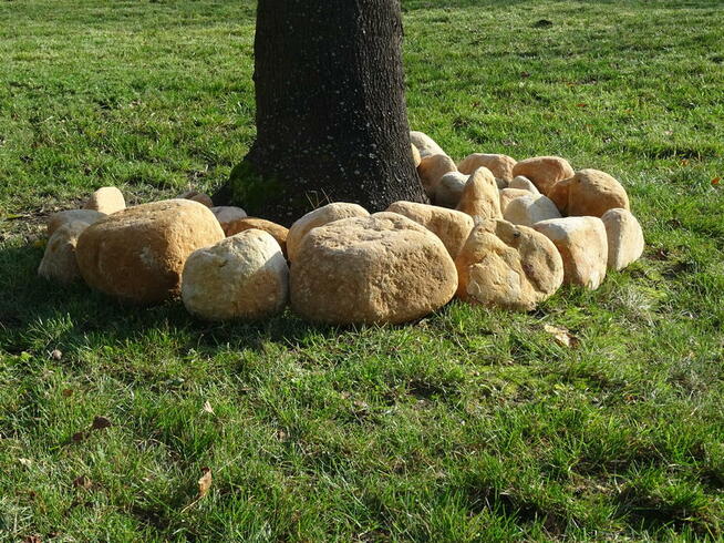 okrągłe kamienie do ogrodu żółte kolorowe