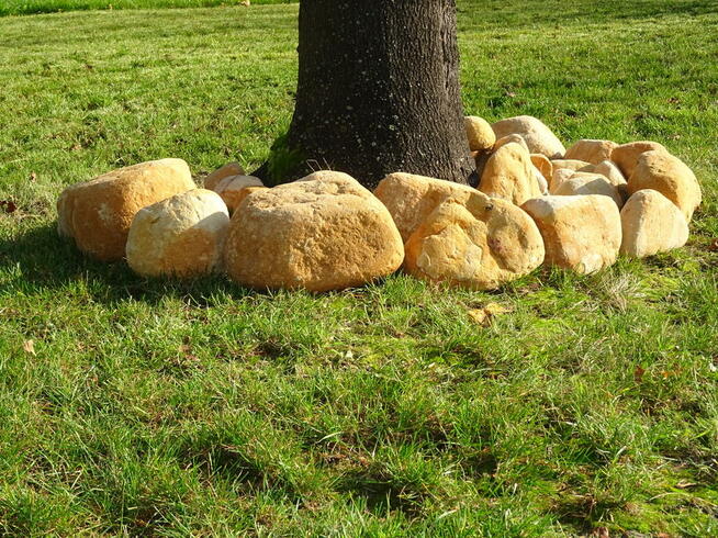 okrągłe kamienie do ogrodu żółte kolorowe