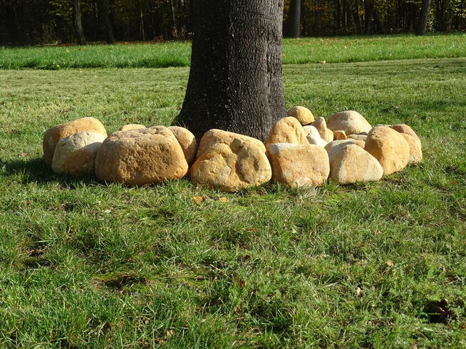 okrągłe kamienie do ogrodu żółte kolorowe