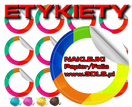 Etykiety, Naklejki samoprzylepne, druk dowolne kształty, gra
