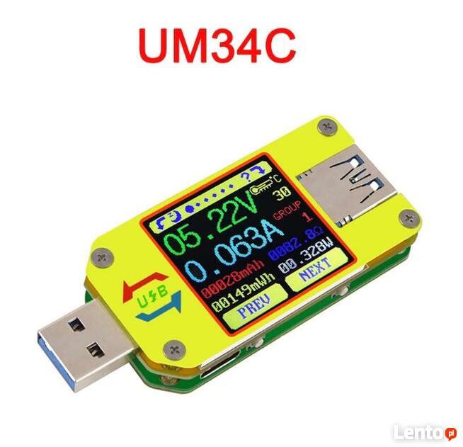 UM34C USB 3.0 wyświetlacz LCD Tester miernik napięcia i prąd