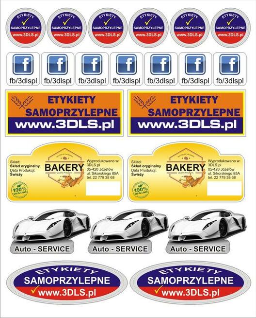 Etykiety, Naklejki samoprzylepne, druk dowolne kształty, gra