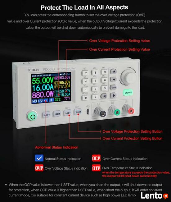 RD6018 moduł zasilający przetwornica z multimetr 60V 18A