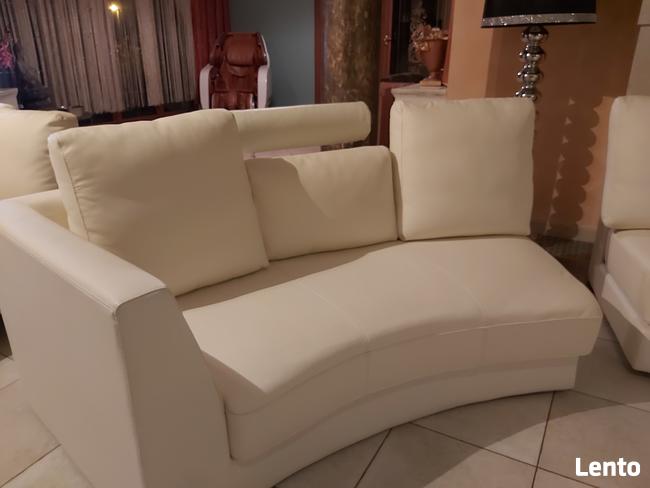 Zestaw wypoczynkowy skóra ecru - modułowy wyprzedaż ekspoz