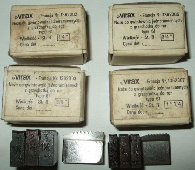 NOŻE VIRAX DO GWINTOWANIC 1/4 3/8 1.1/4” JEDNORAMIENNYCH NÓŻ