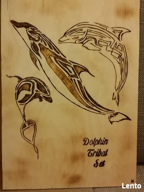 Delfin Pirografia Wypalane ogniem na sklejce 20x30