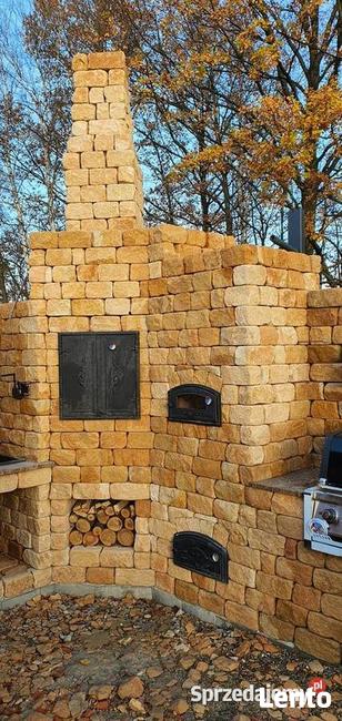 Grill z kamienia ogrodowy cegła kamień piaskowiec łupek