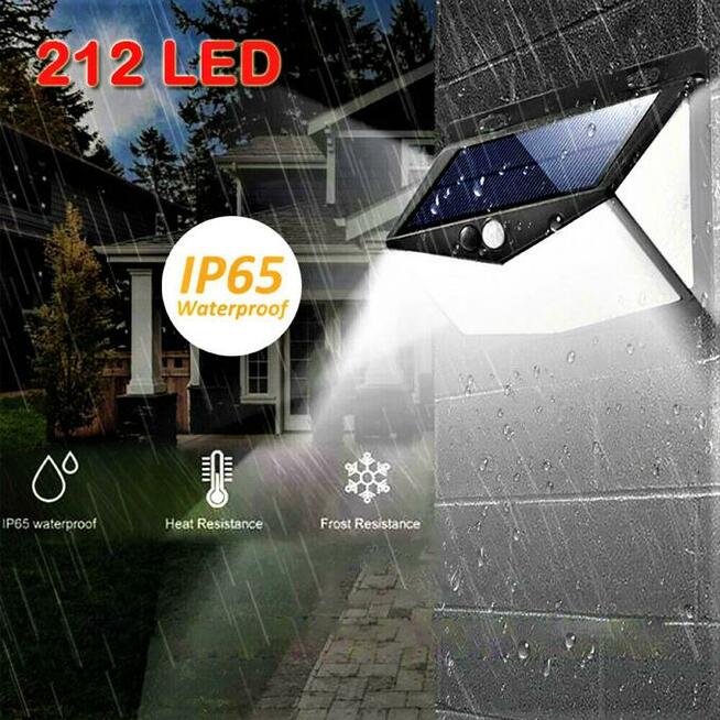 Lampa solarna 212 LED z czujnikiem ruchu i zmierzchu Lampka