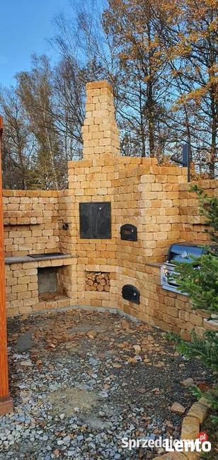 Grill z kamienia ogrodowy cegła kamień piaskowiec łupek