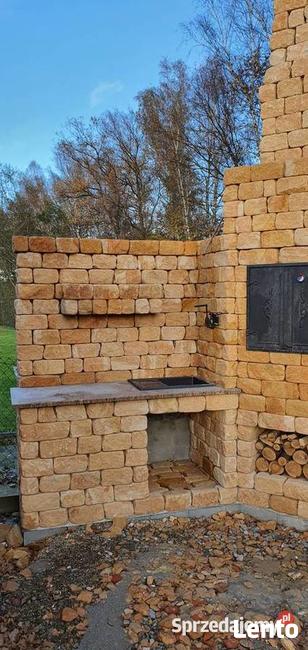 Grill z kamienia ogrodowy cegła kamień piaskowiec łupek