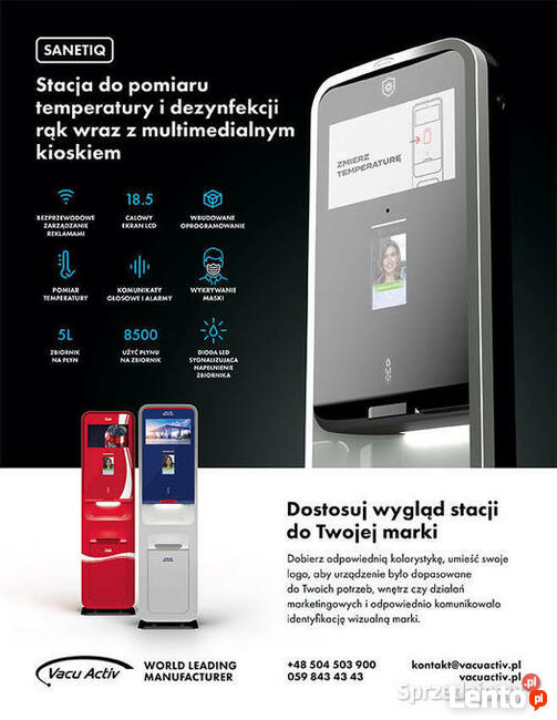 Stacja do dezynfekcji i pomiaru temperatury SanetiQ