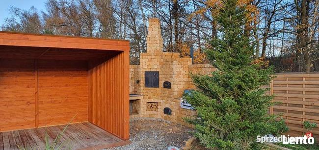 Grill z kamienia ogrodowy cegła kamień piaskowiec łupek